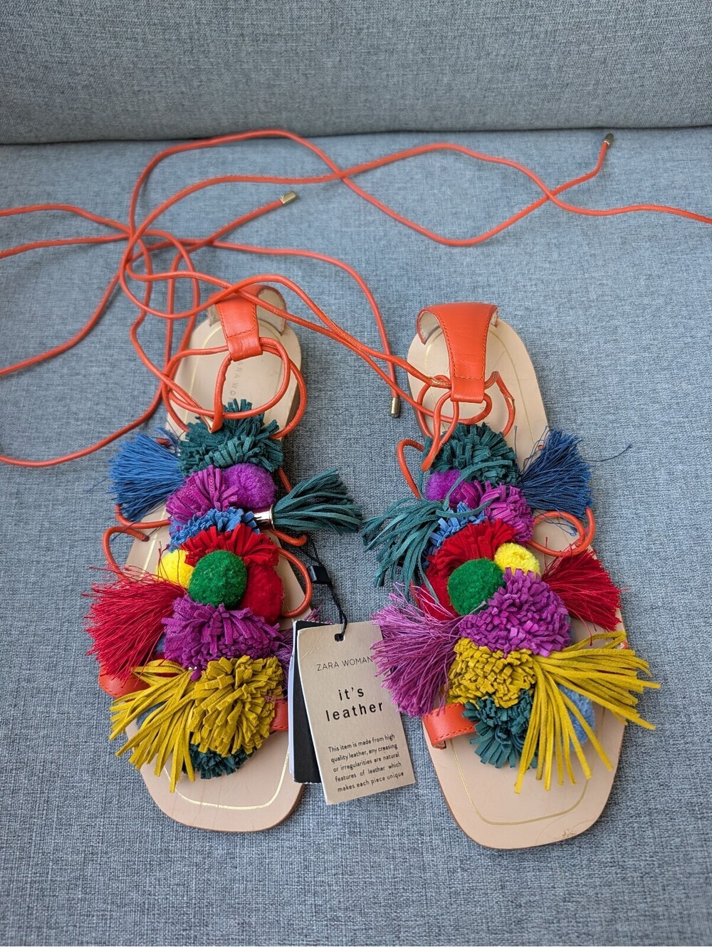 NWT Zara pompom sandals